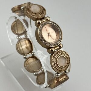 Charming Charlie Watch Women Rose Gold Stretch Band Crystal Bezel- New‎ Battery